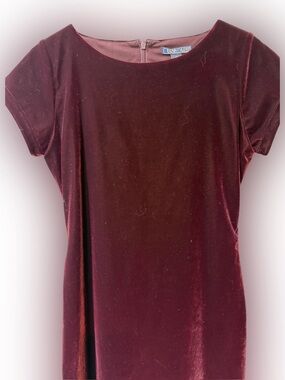 Harold's Wine Velvet Short Sleeve Dress size 4